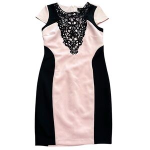 Thalia Sodi Pink and Black Lace Trim Mini Dress Women’s Small